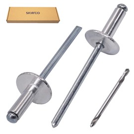 SKIR'CO (Pack of 300) Large Flange Aluminium Blind Rivets 4.0 x 12 mm, Steel Mandrel, Drill Included