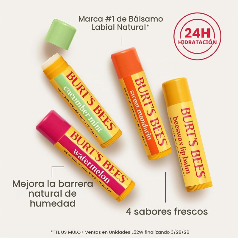 Burt's Bees Kit Freshly Picked Lip Balm 4 unidades