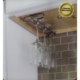 Hardware resources Wine Glass Rack Chrome Stemware Holder Under Cabinet  Wall Bar