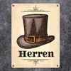 Vintage Men's Toilet Sign with Cylinder in Beige