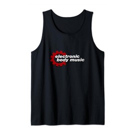 Electronic Body Music (EBM) Lettering with Red Gear Wheel Tank Top