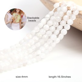 FONNEY 4mm Faceted Natural Stone Beads for Jewelry Making AAA Quality Gemstone Beads Mix Moonstone Beads 100pcs Micro Laser Cut Round Loose Beads Charms for DIY Jewelry 16.5''Healing Stone Beads