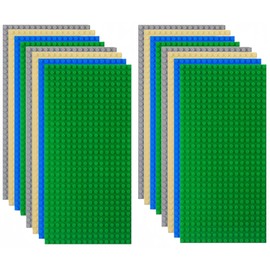 LATERN Pack of 16 Classic Building Block Base Plates, 12.5 cm x 25 cm, Large Building Plates, 16 x 32 Nubs, Stackable Building Plates for Building Blocks, 100% Compatible with All Major Brands (4