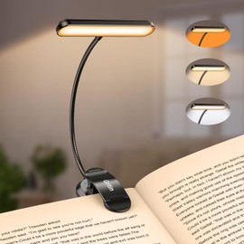 Gritin Rechargeable Book Light for Reading in Bed with 19 LED &Memory Function-Eye Caring 3 Color Temperatures, 5 Brightness Levels, 80 Hrs Runtime Flexible Goose Neck Clip on Light for Book Lovers