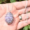 Zenergy Gems Charged Natural Polished Peruvian Lepidolite Crystal Pendant +
