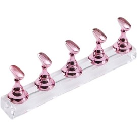 Nail Stand Acrylic Nail Art Display Stand Practice Nail Holder for Painting Nails Magnetic Practice Stands with Double-sided Tape For Home DIY Salon Supplies (Rose gold, One Size)