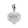LaBenie Dangle Music Heart Charm with Crystals