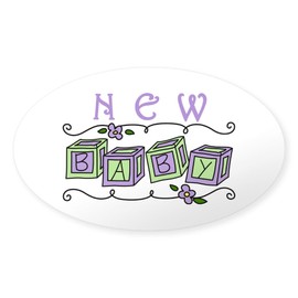CafePress New Baby Sticker Oval Car Bumper Sticker