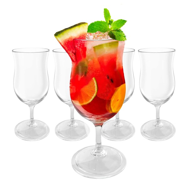 Lily's Home Unbreakable Plastic Hurricane Glasses. Stemmed Cocktail Glasses made