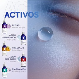 MIST JEWEL Kit sueros faciales Acido Hialurónico, Retinol, Vitamina C + E, Glicólico y Niacinamida | Conjunto de serums Avanzado 5 serum (KIT Facial a
