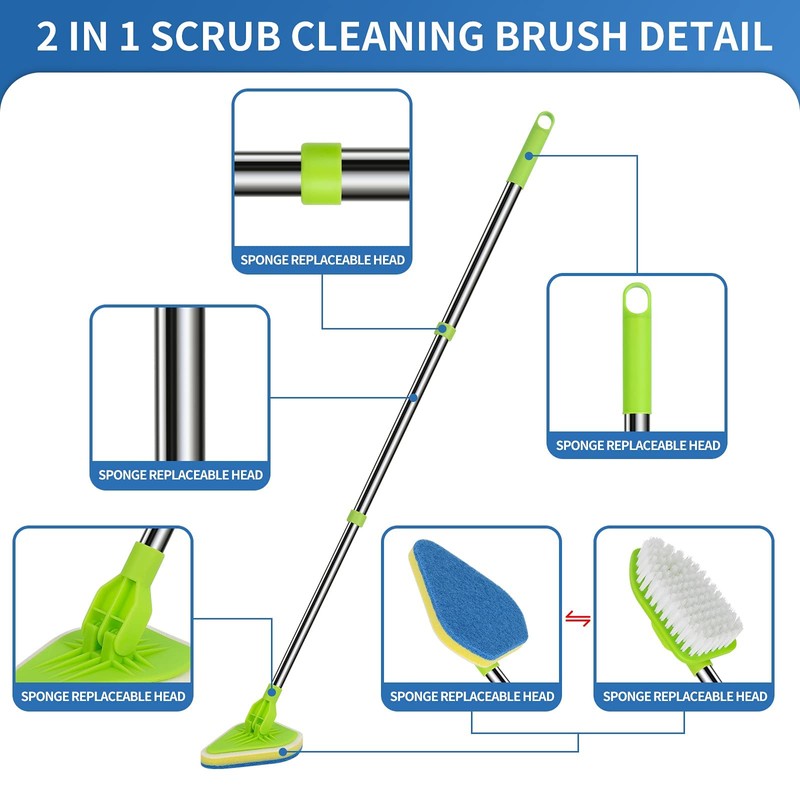 JDNOZW 2 in 1 Scrub Cleaning Brush with 37” Long