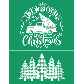 DGAG Christmas Tree Self-Adhesive Silk Screen Stencils,WE Wish You Merry Christmas Screen Printing Stencils for Craft Xmas Chalk Paste Mesh Stencil Reusable Stencils for Painting on Wood Windows Home