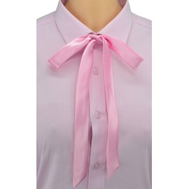 SYAYA Womens Bow Tie, Ladies Self Tie Long Bowtie - Ribbon Choker for Lady Uniform or Cosplay T-shirt for Graduation W-B-T1, Pink