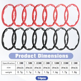 Eldraqth 14pcs Cassette Spacer Washer for Flywheel Headset Spacers for Bike 7/8/9/10/11 Speed Flywheel Hub Washers Various Size Options of 1/1.5/1.85/2/2.18/2.35/2.5 mm