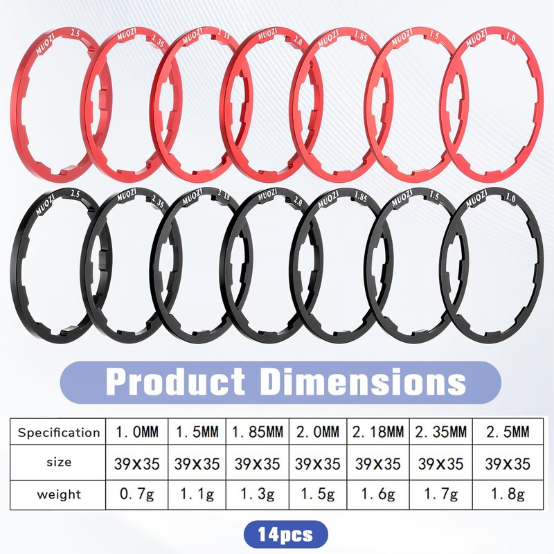 Eldraqth 14pcs Cassette Spacer Washer for Flywheel Headset Spacers for