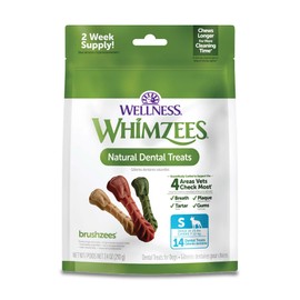 WHIMZEES Wellness Brushzees Natural Grain Free Dental Dog Treats, Small Breed, 14 Count