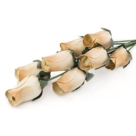 White Roses with Gold Tips Bunch of 8 Closed Bud Wooden Roses for Crafts Custom Bouquets and Other DIY Projects. Choose Form Over 60 Colors.