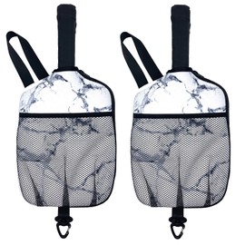 Spacmirrors Pack of 2 Neoprene Improved Pickleball Paddle Cover with Hook and Handle, Pickleball Zipper Racket Carry Sleeve with Mesh Pocket, Pickleball Paddle Protective Bag (Marble White)