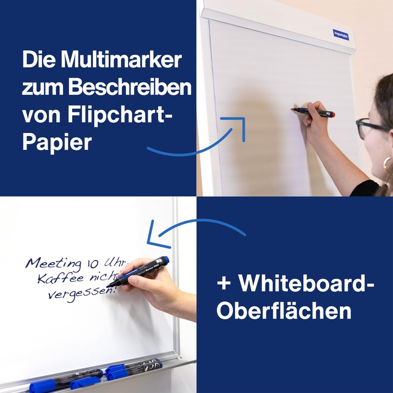 magnetoplan Board and Flipchart Marker PRO+, Pack of 4, All-Round