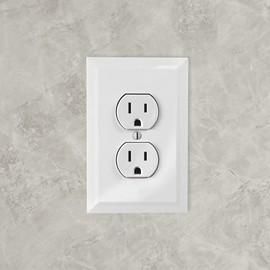 Questech Decor Single Duplex Electrical Outlet Cover Wall Plate, 1-Gang Single Switch Plate Standard Size Receptacle Cover, Decorative Bevel Edge, Bright White Polished