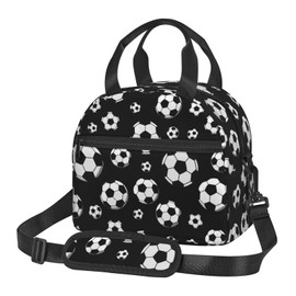 Gelasgo Football Insulated Lunch Bag, Reusable Portable Thermal Leak-Proof Waterproof Lunch Tote for Kids/Adults,Detachable Strap, Spacious Compartment for School, Office & Picnics (9x5x7.8in)