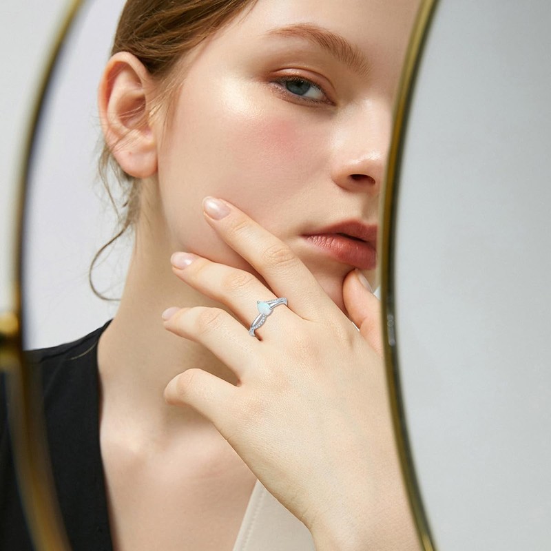 MOTIEL 1 Carat Opal Ring for Women 925 Sterling Silver