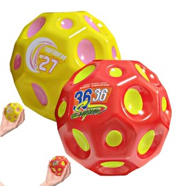 JollyGo Jump Ball, 9.5 cm, Set of 2, Big Moon Ball, Super High Bouncy, Lightweight PU Material, for Children and Pets, Interactive Toy for Stress Relief Bouncy Balls for Children Outdoor (Yellow &