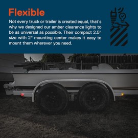 TRUE MODS 12pc 2.5" Amber LED Trailer Marker Light Kit w/Chrome Bezel [DOT FMVSS 108] [SAE P2] [Surface Mount] [Waterproof IP67] Side Marker Lights for Trailer Truck