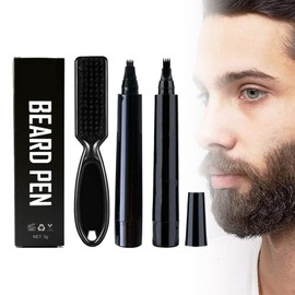 Beard Filler Pen, 2 Pieces Beard Filler Pen, Waterproof Beard Pen, Moustache Pencil, Waterproof Beard Pen for Men, Men's Beard Pen, Black, Beard Pen Filling Set for Filling Moustache