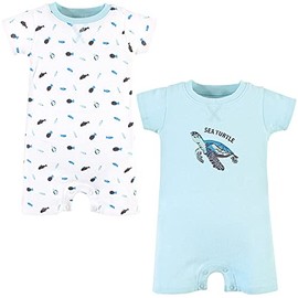 Touched by Nature Baby Boys' Organic Cotton Rompers, Endangered Sea Turtle, 3-6 Months