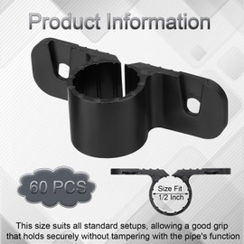 60 Pack 1/2 Inch Pipe Clamp Pipe Suspension Clamp Pex Clamp Pipe Support Pex Clamps for Pex For Pex, Copper, CPVC Pipe (Standard Style, 1/2 Inch)