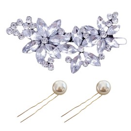 RTRTGS Hair Accessories Wedding Rhinestone Hair Clips Hair Pins Rhinestone Flower Wedding Headpiece Silver Hair Clip Wedding Unusual Bride Bridesmaid Hair Accessories for Women and Girls