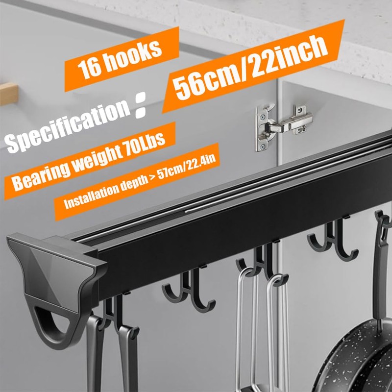 Pull Out Pot Rack, 22" Pull Out Pots and Pans
