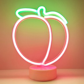 VIFULIN Peach Neon Sign Peach Neon Light Fun Classroom Decor Peach LED Light USB or Battery Operated Neon Signs Peach Room Decor for Girls Bedroom Pink LED Lights for Kids Table Decorations Party Bar