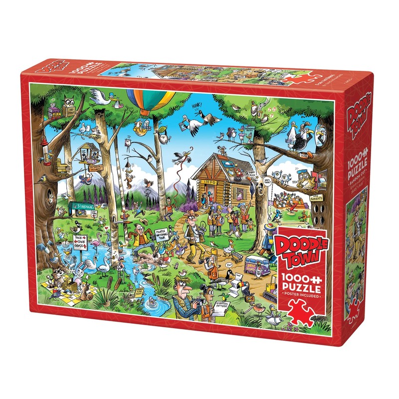 Cobble Hill 1000 Piece Puzzle - DoodleTown: Birdwatcher's Paradise -