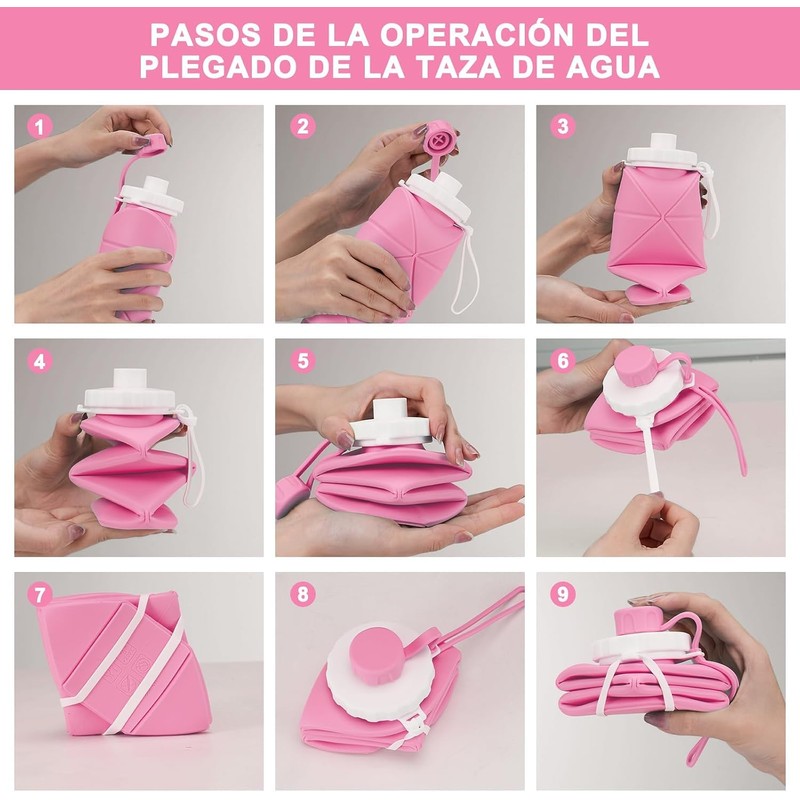 Botella de Agua Plegable con Válvula a Prueba de Fugas,