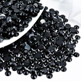 Briskbloom 2000PCS SS20 5mm Resin Flatback Rhinestone, Solid Black Flatback Rhinestones for Nails, Tumblers, Mugs, Bottles, Craft Decoration, Loose Bling Glitter Diamond Stone