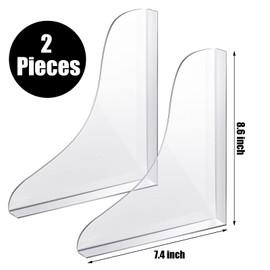 Blulu 2 Pcs Bathtub Shower Splash Guard Bathtub Corner Splash Guard 7.4 x 8.6 Inch Transparent Bathtub Edge Guard Bathtub Water Guards Acrylic Tub Corner Guard with Adhesive Tape for Bathroom Restroom