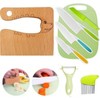 Kids Kitchen Knife Set - Wooden Knife, Serrated Plastic Toddler