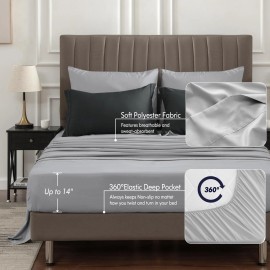 BEDELITE Queen Comforter Set 7 Pieces Bed in A Bag - Soft Queen, Black