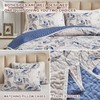 Joyreap 3 Pieces Microfiber Quilt Set, Botanical Blue Leaves on