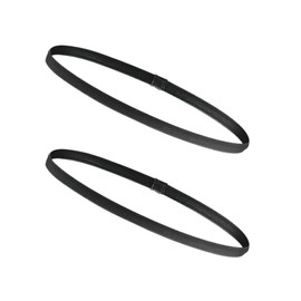 WBway Thin Hair Band 0.3 inch (9 mm) Wide Men's Women's Sports Soccer Sweatband Hair Elastic Hair Clip, Headband Set of 2 (Black)