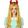 Long Blonde Straight Star Princess Cosplay Wig + Horn Headband
