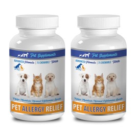 Dog Allergies Skin - PET Allergy Relief - for Dogs and Cats - Advanced Formula - Turmeric for Dogs with Allergies - 2 Bottle (150 Chews)
