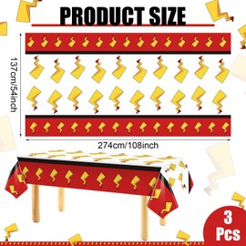 Joottuan 3 Pcs Cartoon Birthday Party Tablecloth Red White Table Cover Plastic Rectangle Tablecloth Birthday Decorations 54 x 108 inch