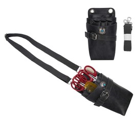 Hairdressing Tool Bag, Hair Scissors Organiser Belt, Multifunctional Portable Scissors Waist Bag, Makeup Brush, Waist Bag, Hairdresser Tool Organiser Bag (Black)