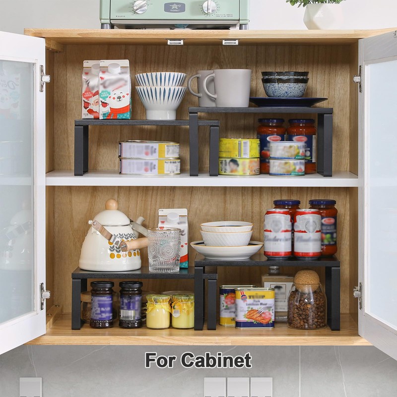 YMYNY Cabinet Shelf Organizer, Countertop Shelves Set of 2, Kitchen