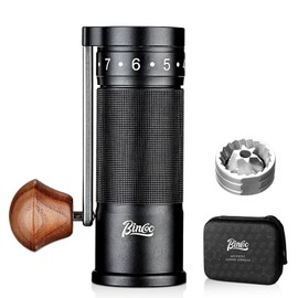 Bincoo Foldable Manual Coffee Grinder with External Adjustable Setting,Coffee Bean Grinder with Portable Storage Bag,Stainless Steel Burr Grinder Suitable for Home, Office and Travel for Use (Black)