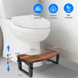 Foldable Toilet Stool-6"&8" Adjustable Height Squatting Pool Stool for Bathroom Sink, Kitchen, Bedroom,Toilet Stool Squat Adult and Kids,Potty Stool with Anti-Slip Strip,Up to 500 lbs Capability