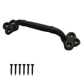1 x Door Handles, Black, Sliding Door Handle, Classic Vintage Door Knob, Door Handle Balcony Door, Exterior Door Handle, Sliding Door, Robust Cast Iron Handle for Wooden Gates and Cabinets
